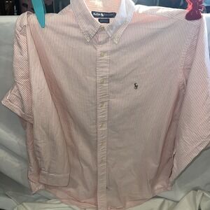 Ralph Lauren mens buttoned long sleeve‎ pink stripped shirt size 16 (96)